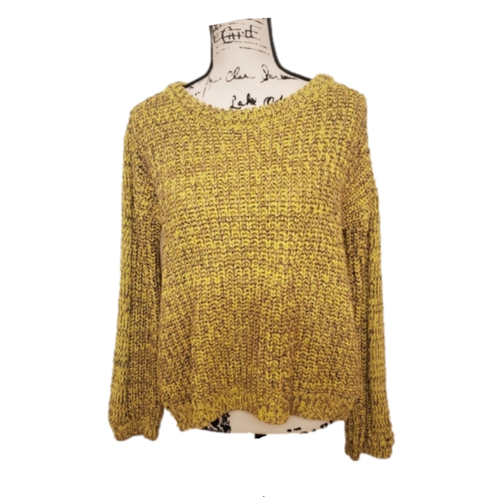 JOA | Bright Yellow Chunky Heavy Cable Knit Sweater - Size: Medium